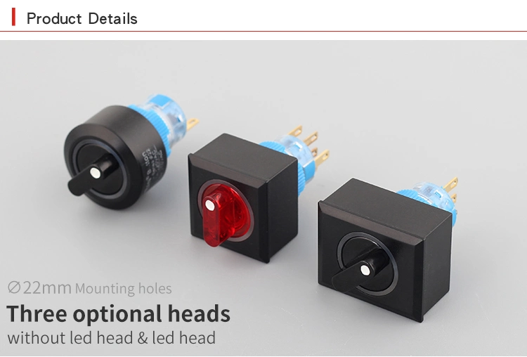 Hban 22mm Square Head 2 Position Pin Terminal 1no1nc Maintained Black Plastic Selector Switch