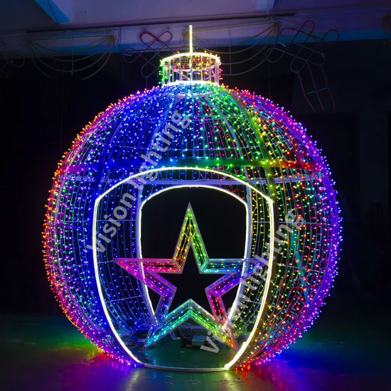 Christmas Outdoor IP65 Street 3D Giant Ball Motif Sculpture Giant Ball Arch Decoration Light