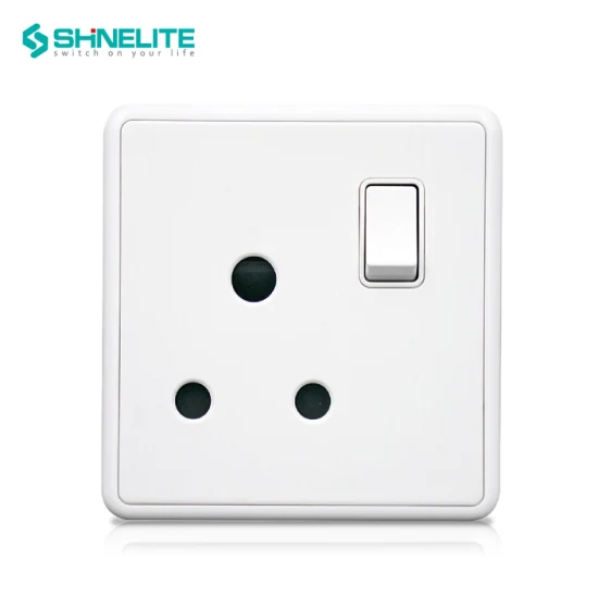 Best Selling UK Standard 1 Gang 15A Round Pin Socket Switch with Neon Wall Switched Socket.